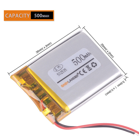 3.7v 502535 500mah lithium Li ion polymère batterie rechargeable 052535 pour casque dvr ► Photo 1/4