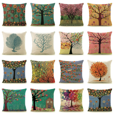 Amazon/eBay offre spéciale oreillers décoratifs pour la maison, impression d'arbres, carrés, en lin, 18 