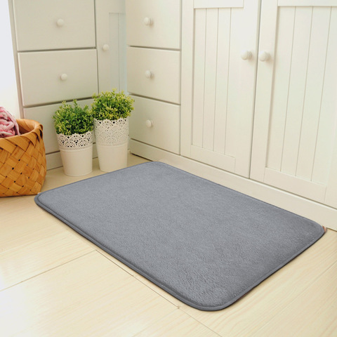 Tapis de salon/chambre à coucher en mousse à mémoire de forme grise, antidérapant absorbant pour cuisine, en velours corail, pour l'entrée de la maison ► Photo 1/6