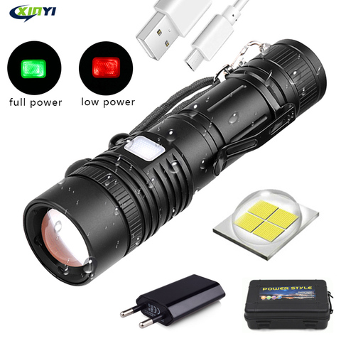 Lampe torche XHP50 lampe de poche LED USB Rechargeable, Zoom, lampe torche T6 avec piles 18650/26650, 60000LM ► Photo 1/6