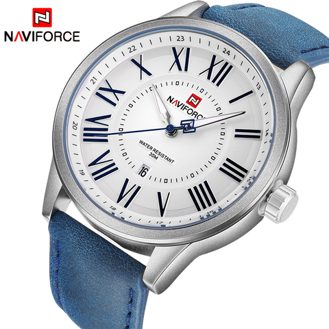 Naviforce-montre-bracelet de sport en cuir pour hommes, marque de luxe, Quartz, horloge de Date, étanche ► Photo 1/6