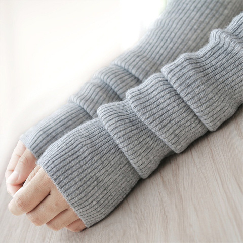 Automne hiver 40 50 60 cm femmes laine manchettes tricoté laine bras manches solide Fine longue tricoté sans doigts gants en gros ► Photo 1/6