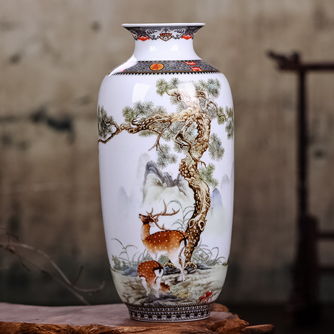 Jingdezhen-Vase en céramique Style chinois Vintage, Vase Animal pour Surface lisse, décoration pour la maison, Articles d'ameublement ► Photo 1/6
