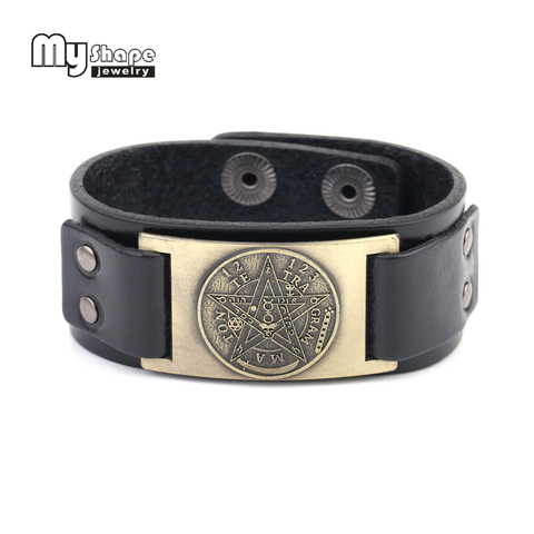 Bracelets en cuir my shape, pentagramme pentagramme, amulette Wiccan Talisman, bijoux, cadeau pour hommes ► Photo 1/6