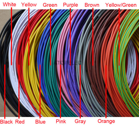 Câble en cuivre étamé PVC de 5M UL1007 16/18/20/22/24/26/28/30 AWG, noir/marron/rouge/Orange/jaune/vert/bleu/violet/gris blanc ► Photo 1/2