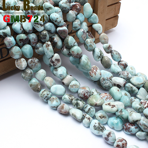 Perle Larimar véritable naturelle irrégulière, 8-10mm, pour la fabrication de bijoux, 15 pouces, perles en pierre naturelle ► Photo 1/3