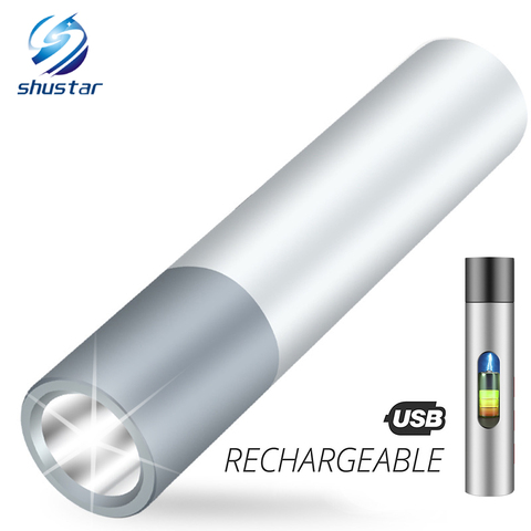 USB Rechargeable Simple créatif lampe de poche LED en alliage d'aluminium mise au point 3 modes d'éclairage 200 mètres distance d'éclairage ► Photo 1/6