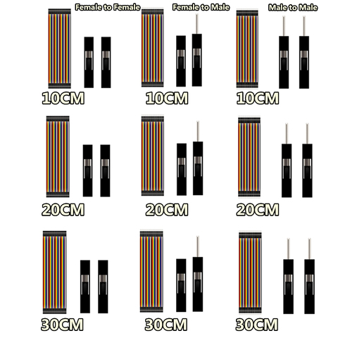 Fil de raccordement Dupont 10CM 20CM 30CM mâle à mâle + femelle à mâle + femelle à femelle câble de raccordement Dupont pour KIT de bricolage arduino ► Photo 1/4