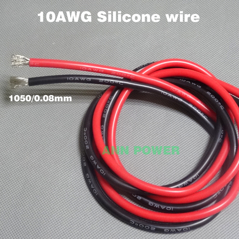 Livraison gratuite 10AWG Silicone fil 10 AWG 10 # gel de silice fils Conducteur 1050/0. 08mm AWG10 haute température cuivre étamé câble ► Photo 1/6