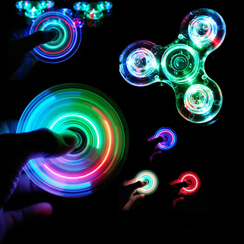 Lumière LED éclatante Fidget Spinner main fileurs brillent dans la lumière sombre EDC Figet Spiner doigt soulagement du Stress jouets ► Photo 1/6