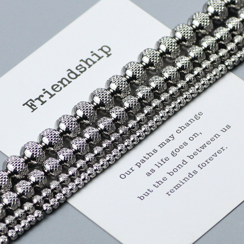 WYLeeS grille/pneu forme perles en acier inoxydable 3 4 6 8mm rond entretoise perles en vrac pour bijoux collier Bracelet fabrication bricolage trouver ► Photo 1/5