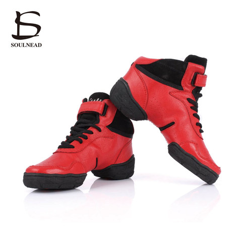 Peau de vache Jazz chaussures de danse femmes hommes baskets en cuir véritable grande taille 45 moderne Hip-hop chaussures de danse hommes baskets de danse ► Photo 1/6