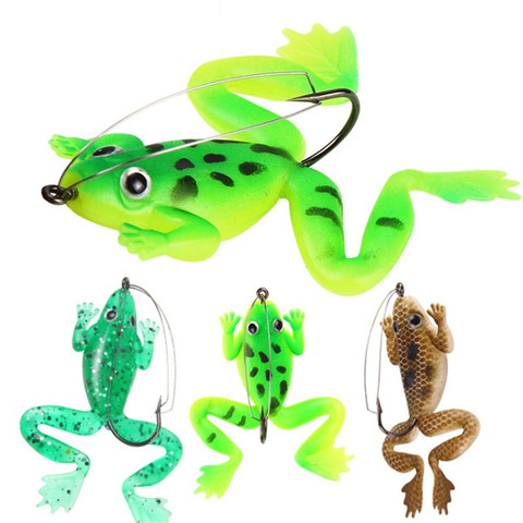 Lot d'appâts artificiels souples en Silicone pour la pêche, pack de leurres pour attraper des poissons comme les grenouilles, avec hameçons, matériel pour pêcher des bars et des carpes, 6cm, 5g, 4 pièces ► Photo 1/6