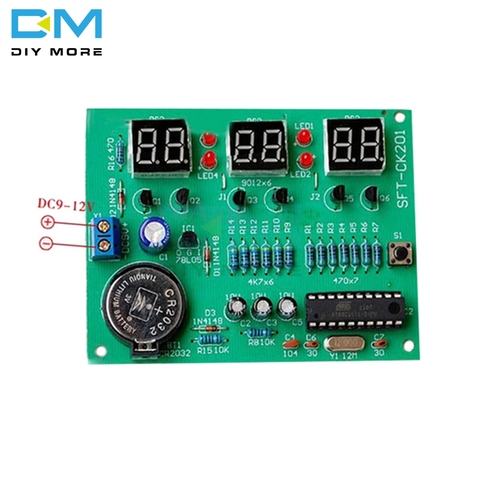 Kit de bricolage de composants d'horloge électronique, Module 9V-12V AT89C2051 6 tubes numériques LED, Suite de PCB électronique ► Photo 1/4