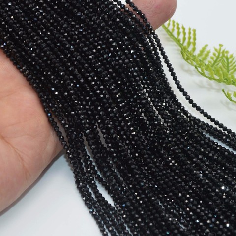 Naturel brillant qualité naturel noir spinelle facetté perles rondes en vrac 2mm,3mm,4mm ► Photo 1/4