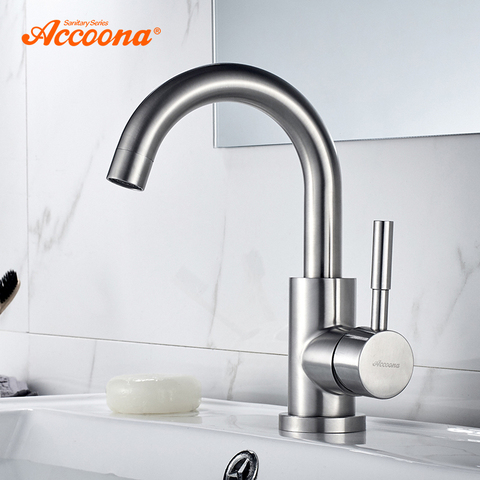 Accoona – robinets de lavabo en acier inoxydable 304, eau chaude et froide moderne A9690-3 ► Photo 1/6