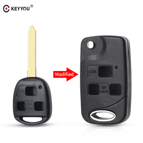 KEYYOU – coque de clé télécommande repliable pour Toyota RAV4, Avalon, Echo, Prado, Tarago, Camry, jouet 47, 3 boutons ► Photo 1/6