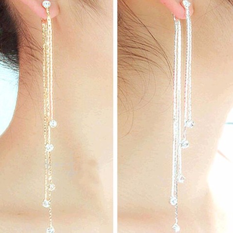 IPARAM 2022 nouveauté mode or argent couleur longue 5 chaîne gland boucles d'oreilles pour femmes fille charme cristal bijoux ► Photo 1/6