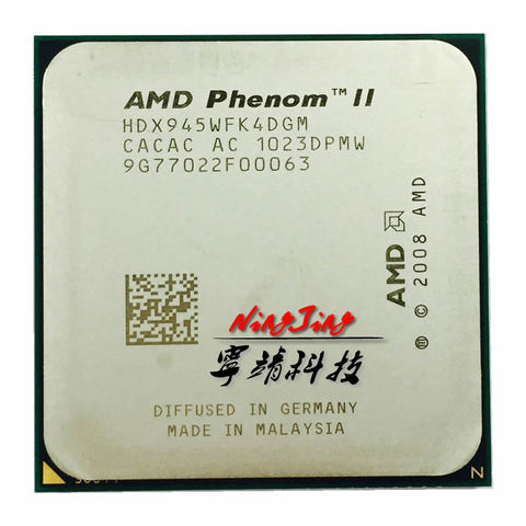 AMD Phenom II, prise AM3 X4, 945, 95W 3.0GHz, Quad Core, prise processeur d'unité centrale/ ► Photo 1/1