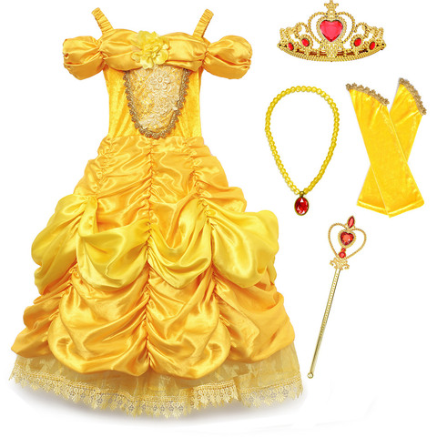 Deluxe Belle et la bête princesse Belle Halloween Costume filles modèle montrer photographie robe enfant été Cosplay vêtements de fête ► Photo 1/6