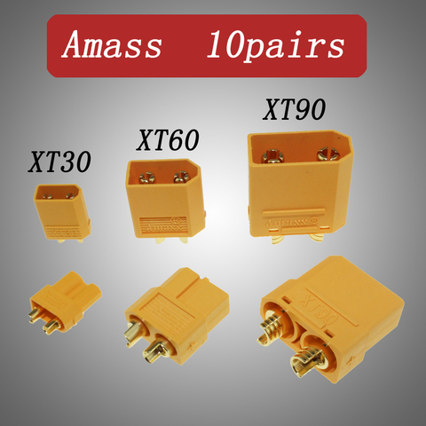 Amass XT30 XT30U XT60 XT90 connecteur mâle femelle plaqué or fiche banane 10 paires ► Photo 1/6