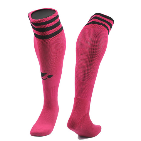 Chaussettes de Football pour enfants, de Sport, au-dessus du genou, durables, avec bandes, rose ► Photo 1/6