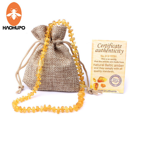 HAOHUPO-Bracelet/collier de dentition en or ambré pour bébé et adulte, 8 tailles, pierres d'ambre naturelles, bijoux GIC ► Photo 1/6
