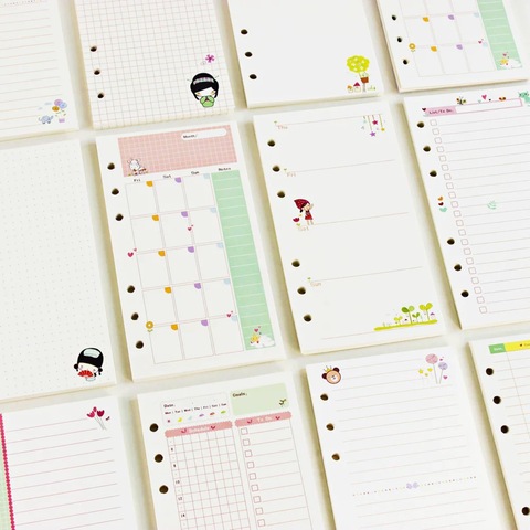 2022 45 feuilles Kawaii A5 A6 feuilles mobiles cahier recharge de papier spirale classeur Index Pages intérieures mensuel hebdomadaire Agenda quotidien ► Photo 1/6