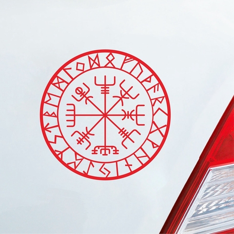 Viking Protection Runes végétvisir boussole Talisman rouge vinyle décalque voiture décor, amovible ordinateur portable vinyle autocollant pour Apple MacBook ► Photo 1/6