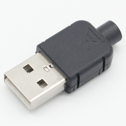 Connecteur USB 2.0 Type A mâle à 4 broches, à monter soi-même, adaptateur d'assemblage, prise à souder, coque en plastique noir pour la connexion de données, 10 jeux ► Photo 1/6