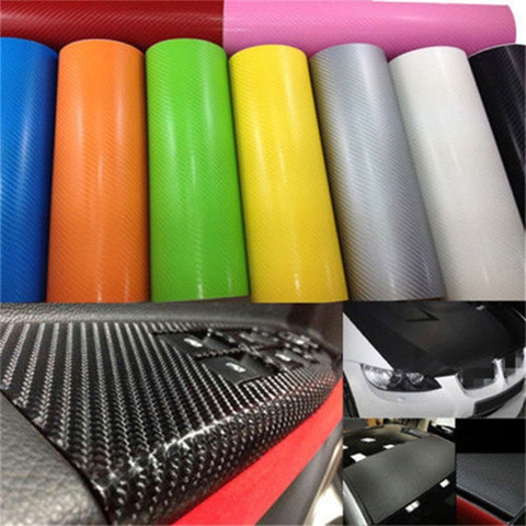 Film vinylique 3D en Fiber de carbone, 127cmx1/20cm, Film autocollant en rouleau pour moto, accessoires d'intérieur de style ► Photo 1/6
