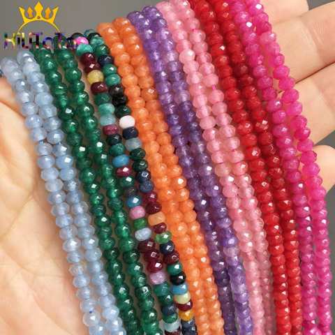 Perles naturelles rondelles pour la fabrication de bijoux, 3x4mm, violet, Fuschia, rose, vert, en cristal tchèque, 15 pouces ► Photo 1/6