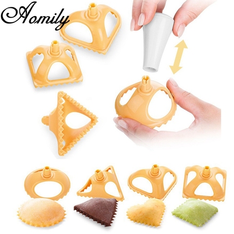 Aomily-moules 3D pour raviolis, pâtisserie domestique, 4 pièces/ensemble, outil de cuisson bricolage pâtisserie ► Photo 1/6