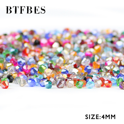 BTFBES-perles en cristaux à Double Bicone AAA autrichien, 4mm, 100psc, perle ample, boule de verre, fourniture de Bracelet, accessoires pour fabrication de bijoux, bricolage ► Photo 1/5