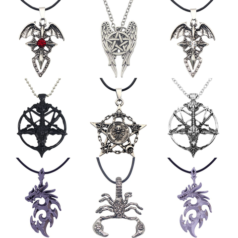 Mode Steampunk inversé pentagramme étoile dieu tête de chèvre pendentif collier Satan Satan mystérieux métal collier à faire soi-même dans les bijoux ► Photo 1/6