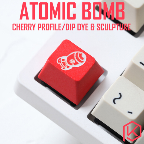 Nouveauté profil cherry tremper teinture et sculpture pbt keycap pour claviers mécaniques colorant sous légendes chute atomique 4 rouge blanc ► Photo 1/4