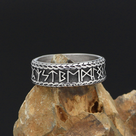 Anneaux de noeud de rune viking nordique avec sac-cadeau de noix de coco-acier inoxydable ► Photo 1/6