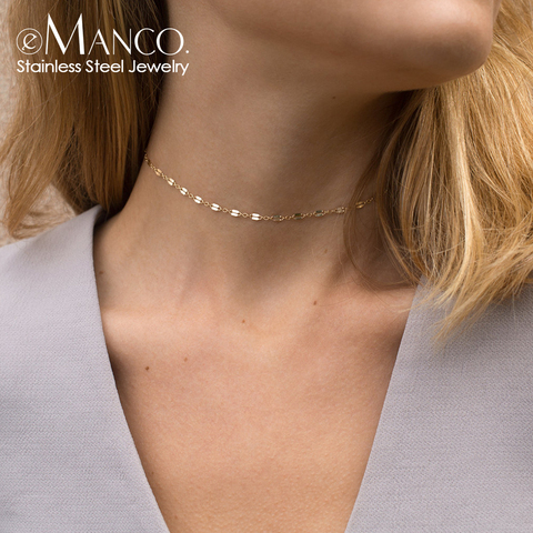 E-manco bricolage Multi couches collier pour femmes pendentif en acier inoxydable collier femmes chaîne collier ras du cou ► Photo 1/6