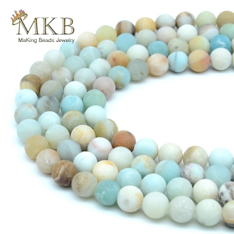 Pierre naturelle Amazonite mate, pour la fabrication de bijoux, Perles rondes amples de 4 6 8 10 et 12mm, collier Bracelet à bricoler soi-même, livraison directe ► Photo 1/4