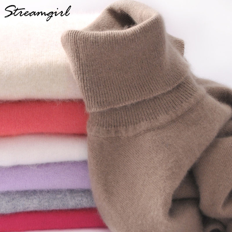 Pull tricoté en cachemire à col roulé pour femme, grandes tailles disponibles, chaud pour l'hiver ► Photo 1/6