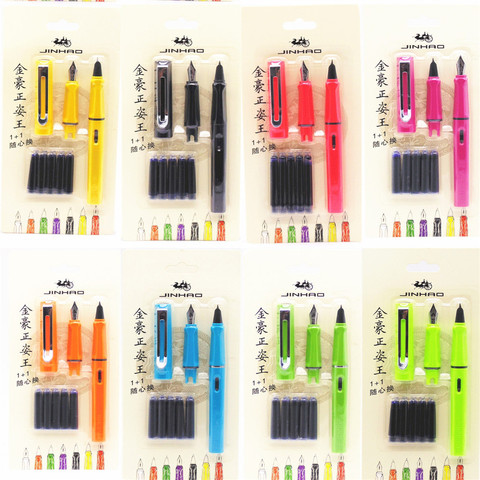 Jinhao – stylo à encre bleue de luxe, 5 pièces, ensemble de couleurs 0.38/0.5mm, fournitures de papeterie de bureau pour étudiants, stylos à encre pour l'écriture ► Photo 1/6