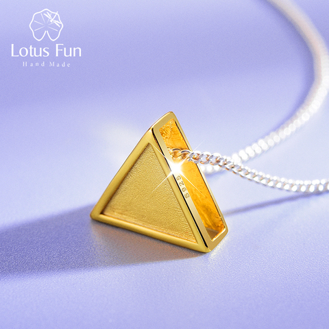 Lotus Fun pendentif en argent Sterling 925, Style minimaliste, conception triangulaire géométrique, bijoux fins, sans collier pour femmes ► Photo 1/6