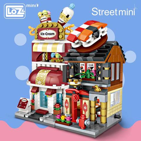 LOZ Mini Blocs Blocs de Construction Architecture DIY Briques Ville Série Mini Rue Modèle Magasin Shop Assemblée Jouet Kid Cadeau 1625 -1628 ► Photo 1/6