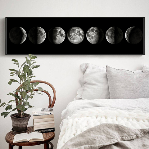 La Phase de la lune noir blanc affiches toile Art imprime nordique mur Art peinture abstraite mur image pour salon décoration de la maison ► Photo 1/6