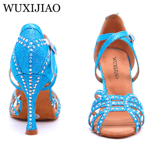 WUXIJIAO – chaussures de danse latine pour femmes, pour salle de bal, tissu Flash, Collocation, strass brillants, 5cm-10cm, nouvelle collection ► Photo 1/6