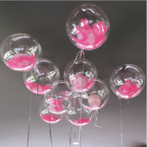 Ballons Bobo à hélium en PVC Transparent, pour décoration de fête d'anniversaire, de mariage, à plumes, pour cadeaux de noël, à faire soi-même ► Photo 1/6