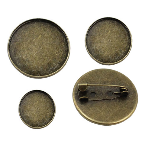 Lunette Vintage ronde avec broche Cabochon en métal blanc, 20 pièces/lot, avec dia12 mm, 16mm, 18mm, 20mm, 25mm, 30mm, K05060 ► Photo 1/1