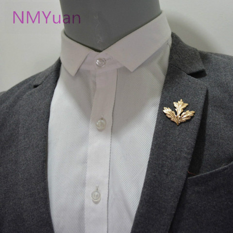 Broche en feuille d'érable de style européen, clip d'angle de col de chemise, broche de vente en gros de chemises de costumes pour hommes ► Photo 1/1