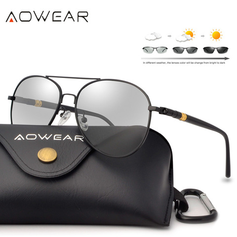 AOWEAR Pilot – lunettes de soleil photochromiques pour homme et femme, polarisées, caméléon, pour la conduite de jour et de nuit ► Photo 1/6
