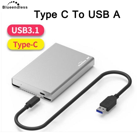 Boîtier en aluminium pour disque dur USB 3.1, type C, portable, sata 2.5 